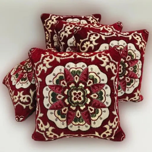 5 PCS Velvet Jacquard Cushion Covers Set