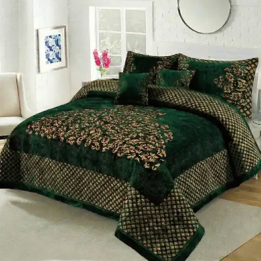 Premium Fomi Four Border Jacquard Bed Sheet Set – 4 Pcs: 1 Fomi Bed Sheet, 2 Pillow Covers, 1 Cushion Cover