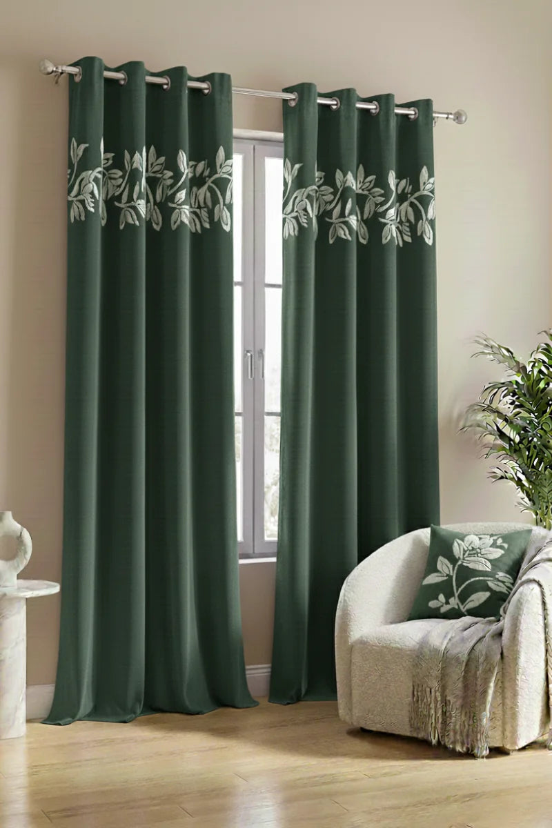 Dark Green Luxury Velvet Curtains Set of 2 | Soft & Elegant