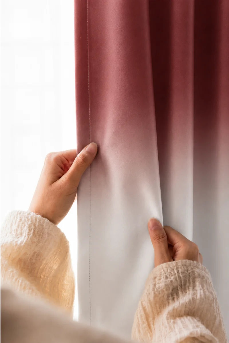 Dark Pink Frosted Ombre Velvet Curtains – Set of 2 Panels