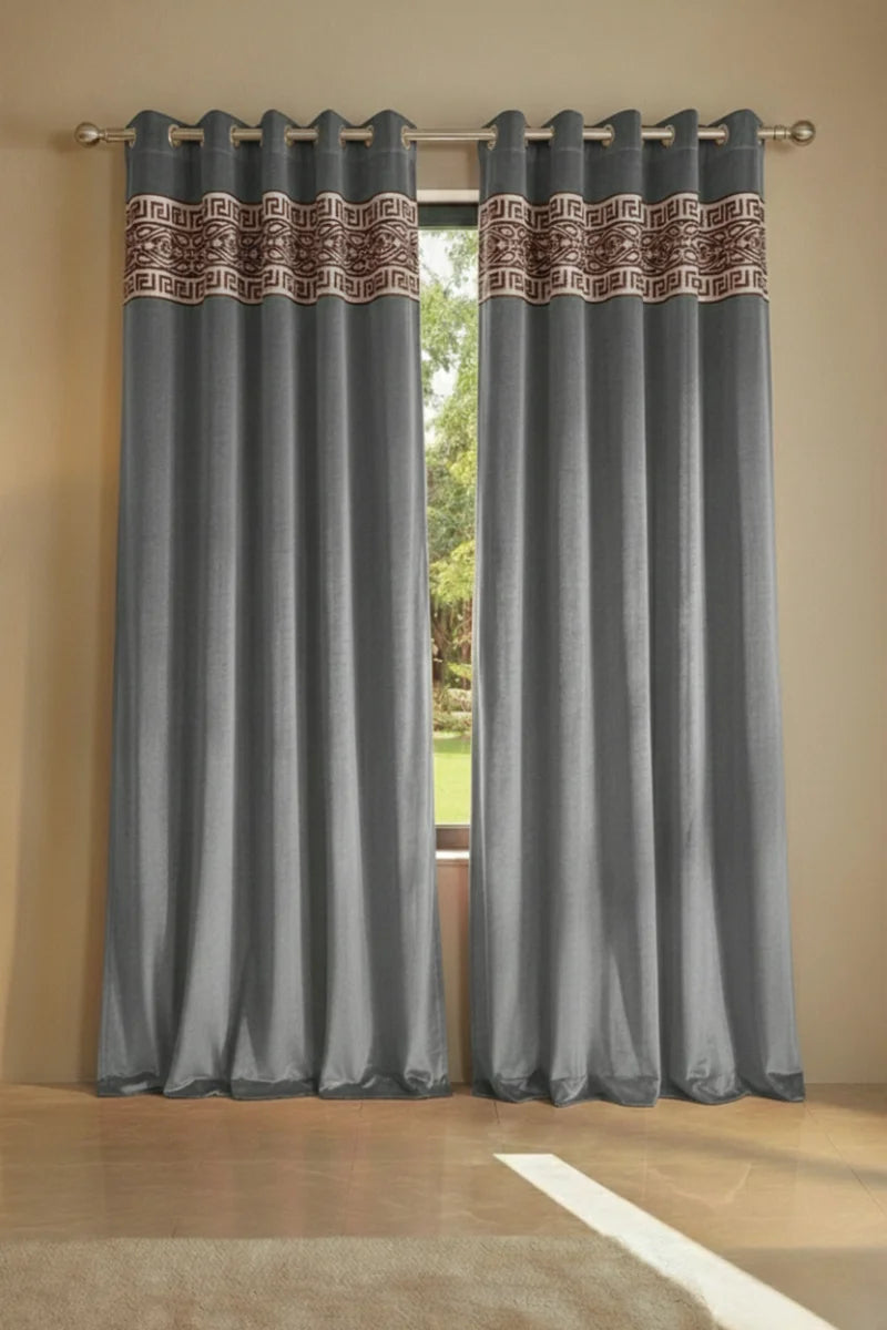 Dark Gray Elegant Velvet Curtains Set of 2 for Home Décor