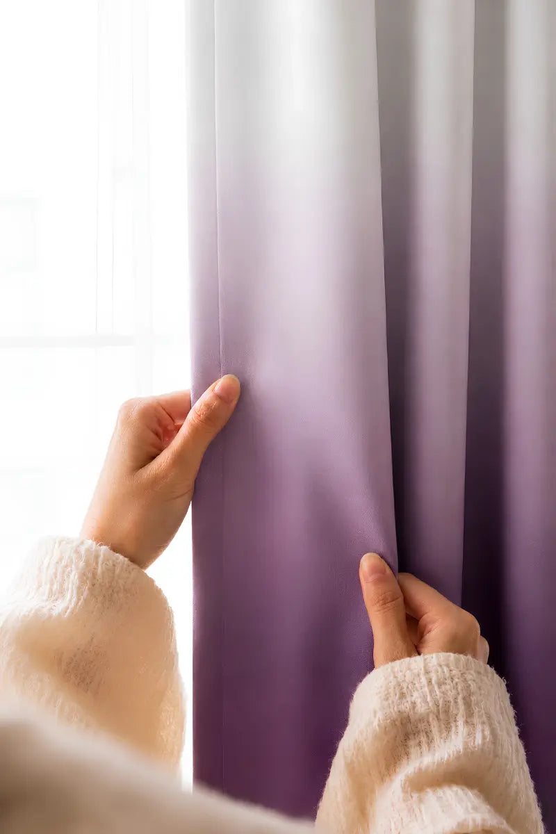 Plum Purple Dip-Dye Ombre Velvet Curtains – Set of 2 Panels