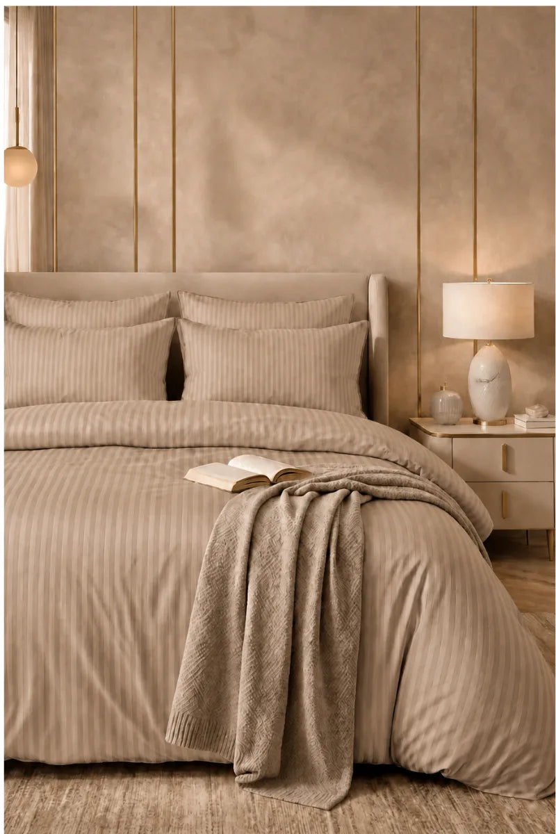 Light Coffee Quilt Cover Set (6PCS - King Size)