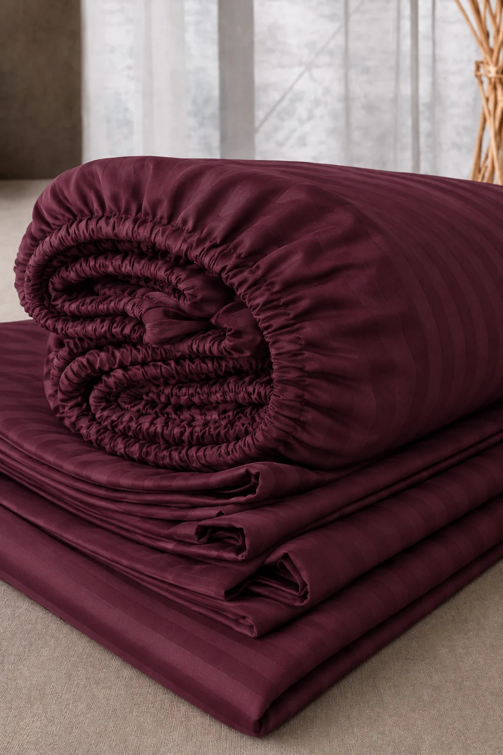 Maroon Red Quilt Cover Set (6PCS - King Size)