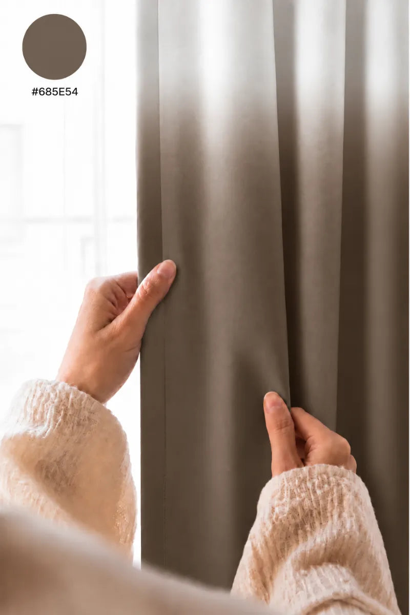 Warm Taupe (#685E54) Dip-Dye Ombre Velvet Curtains – Set of 2 Panels