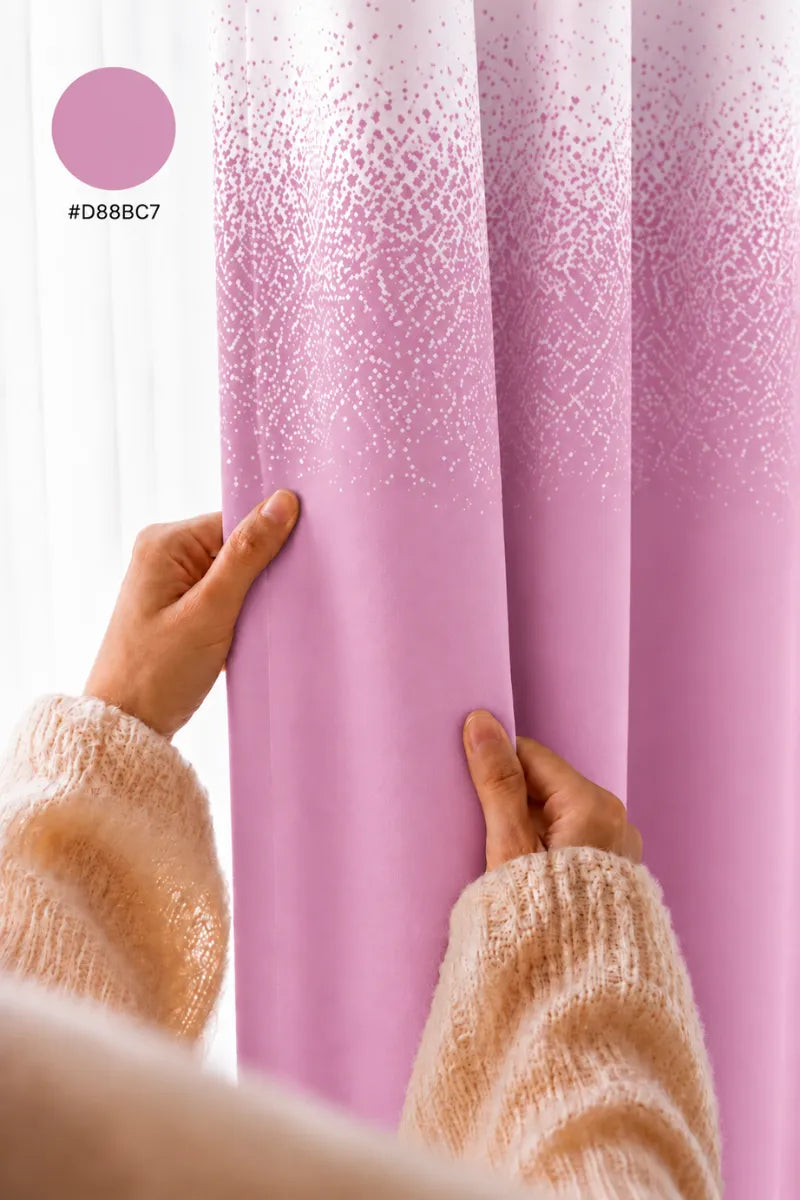 Rose Pink (#D88BC7) Speckled Ombre Velvet Curtains – Set of 2 Panels