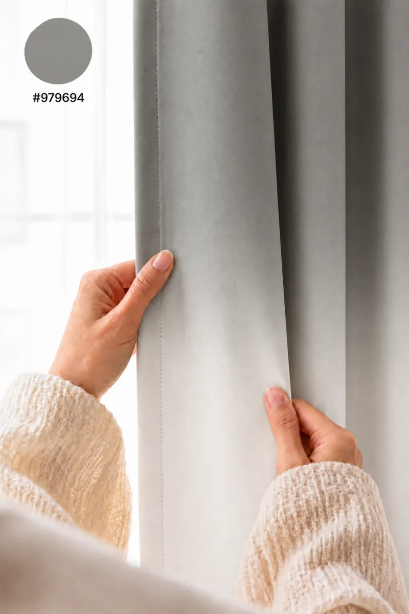 Silver Mist (#979694) Frosted Ombre Velvet Curtains – Set of 2 Panels