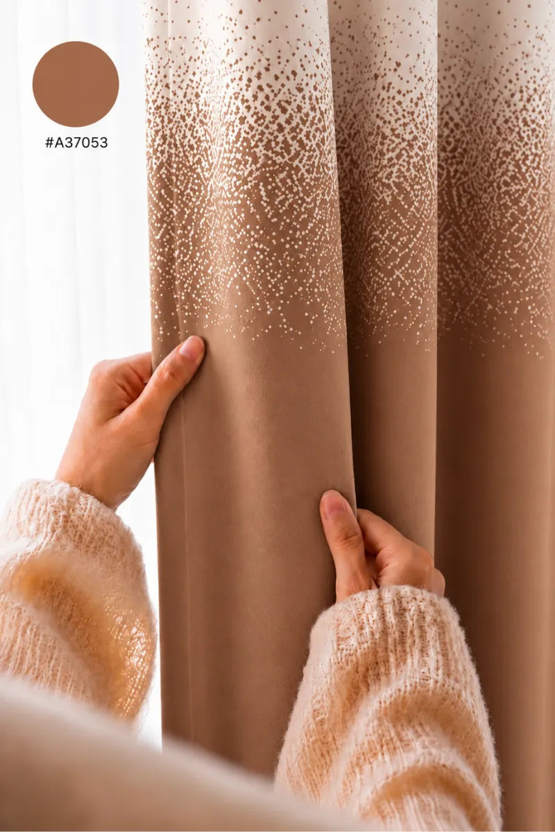 Warm Terracotta Brown (#A37053) Speckled Ombre Velvet Curtains – Set of 2 Panels