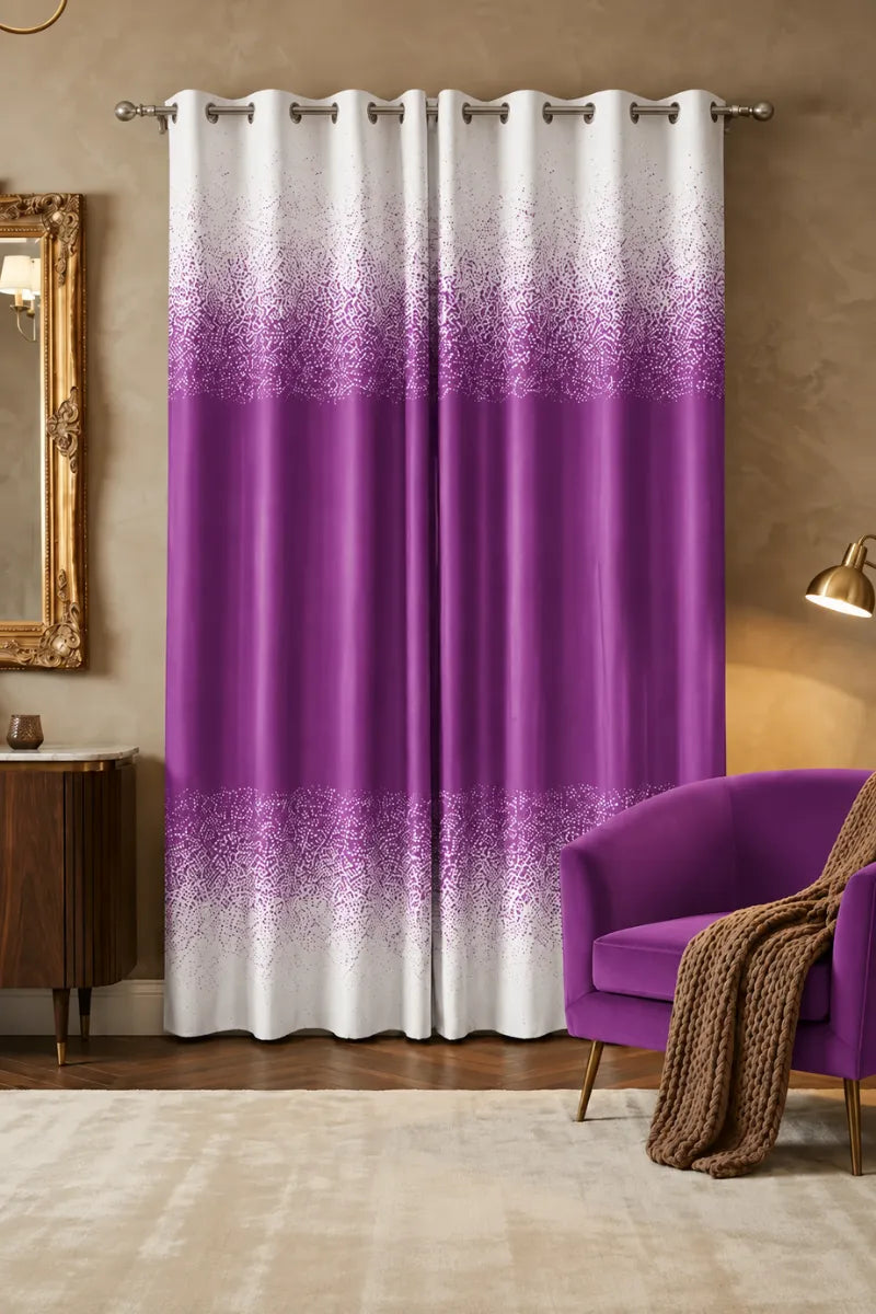 Rich Magenta Purple (#67245F) Speckled Ombre Velvet Curtains – Set of 2 Panels