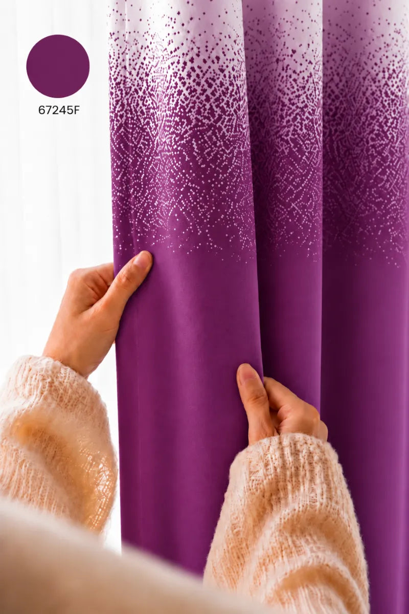 Rich Magenta Purple (#67245F) Speckled Ombre Velvet Curtains – Set of 2 Panels