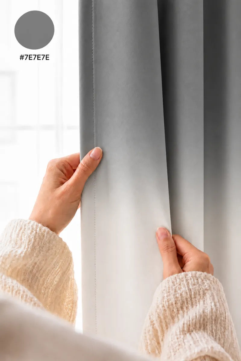Slate Grey (#7E7E7E) Frosted Ombre Velvet Curtains – Set of 2 Panels