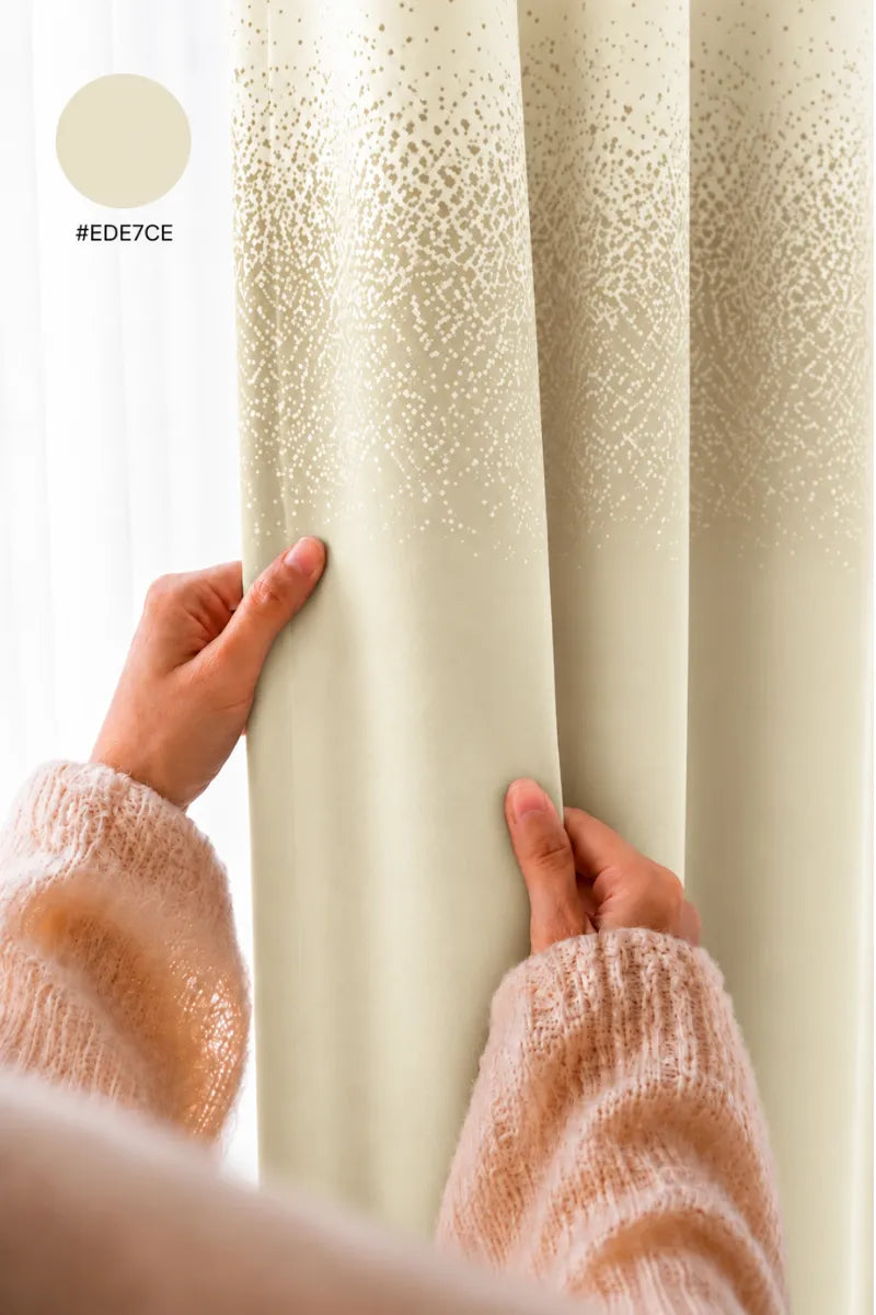 Ivory Cream (#EDE7CE) Speckled Ombre Velvet Curtains – Set of 2 Panels