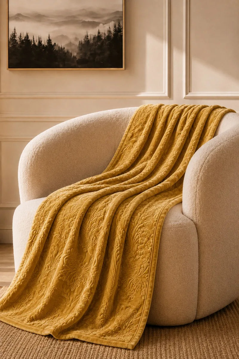Lemon Yellow Embossed Blanket