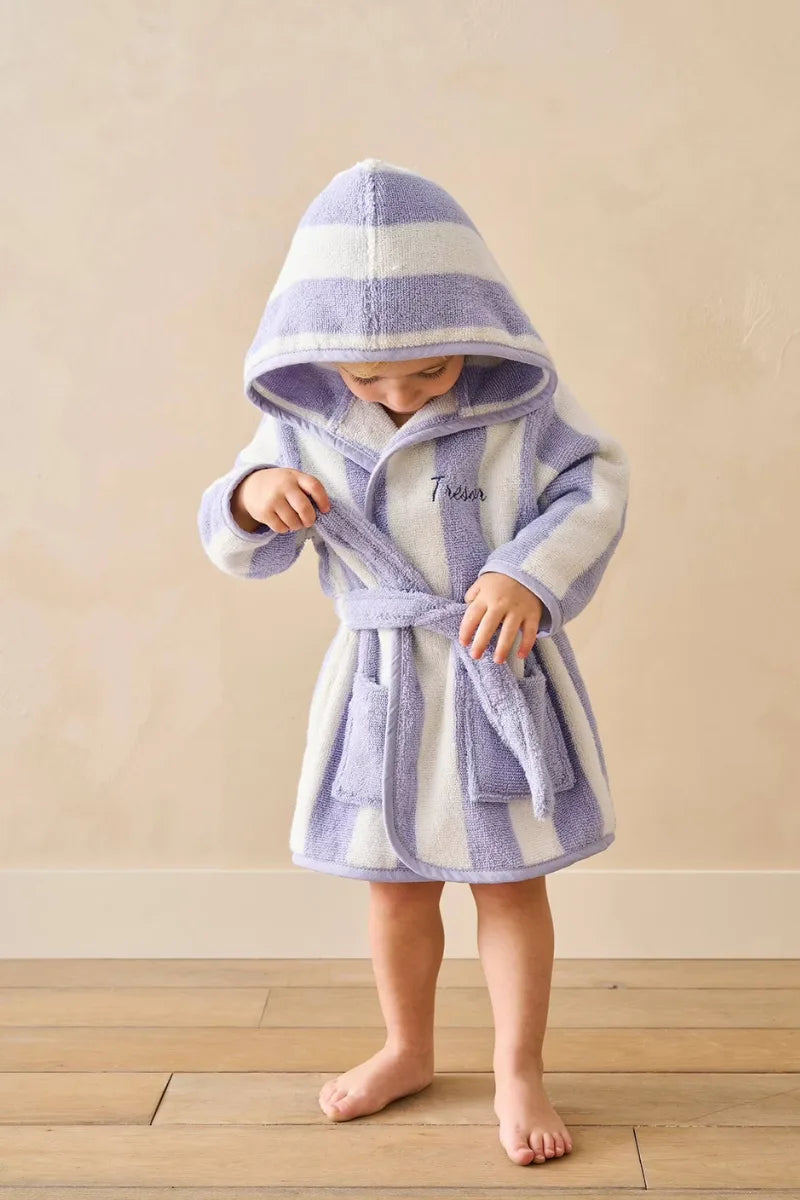 Kids Striped Purple Bathrobe (2–4 Years) | Hooded & Cozy