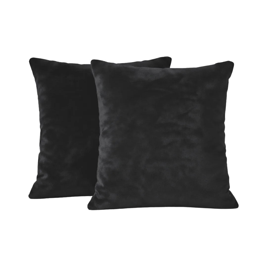 Charcoal Black Plain Velvet Cushion Set (Pack of 2)