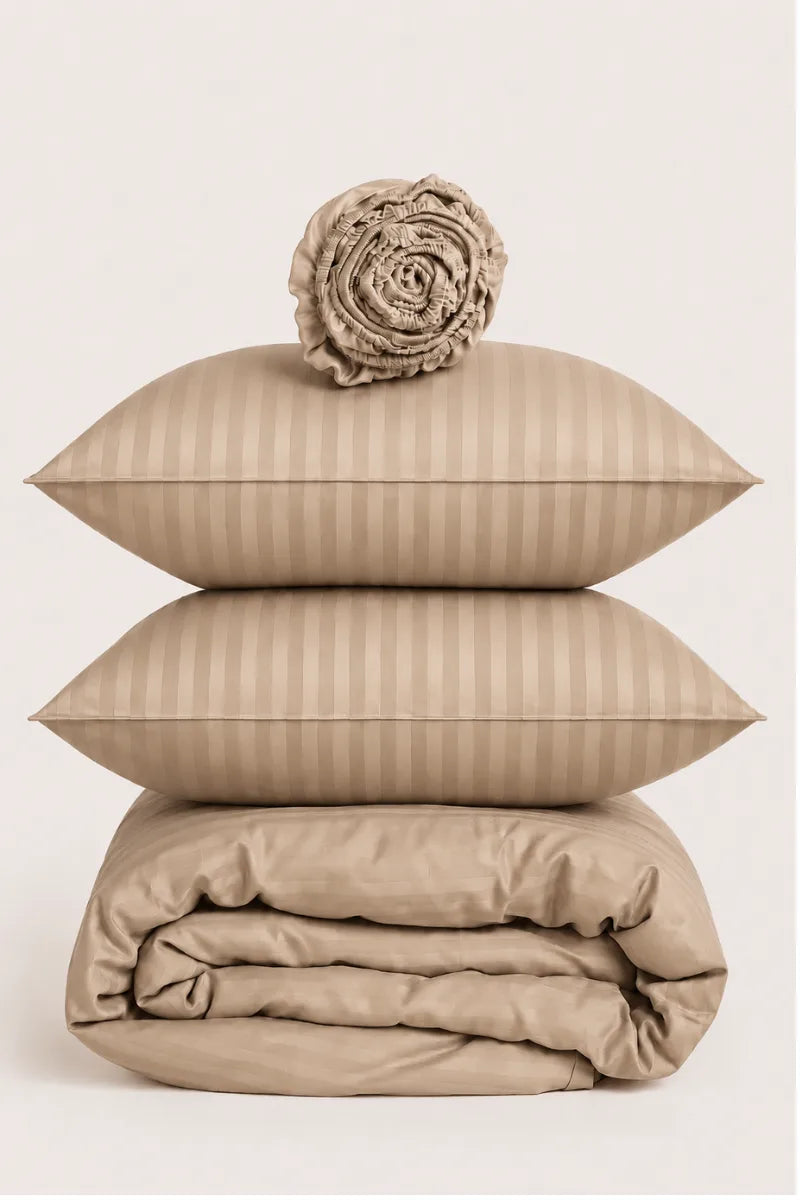 Light Coffee Quilt Cover Set (6PCS - King Size)