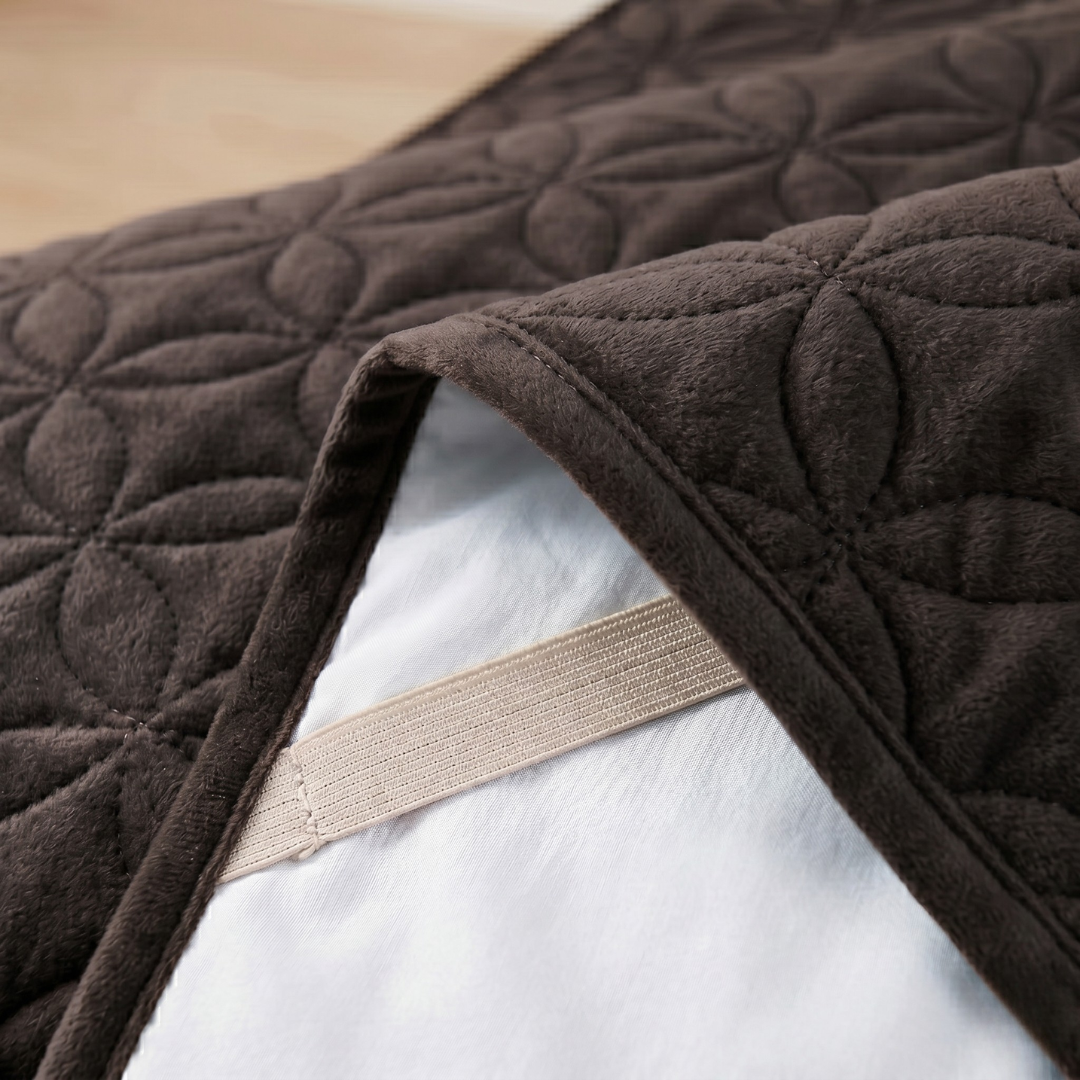 Premium Ultrasonic Quilted Sofa Cover (Dark Brown Color)