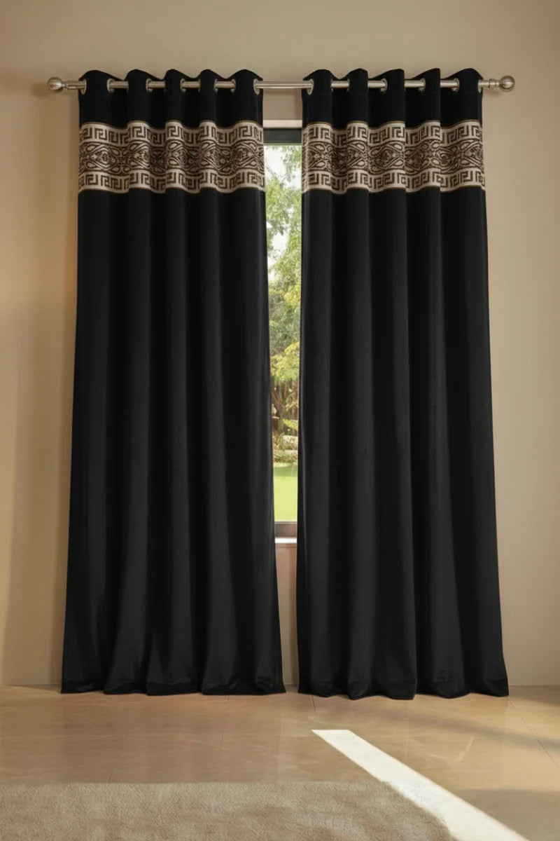 Black Elegant Velvet Curtains Set of 2 for Home Décor