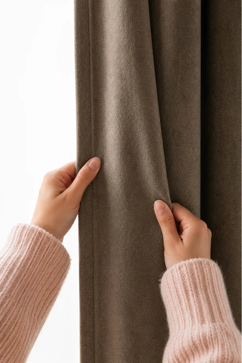 Coffee Brown Soft Terry Fabric Curtain Set – Set of 2 Panels