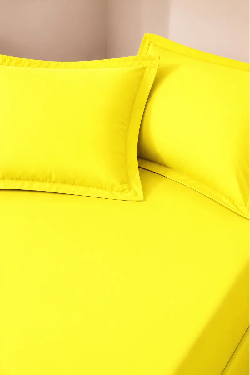 Lemon Yellow Solid 3-Piece Bedsheet Set