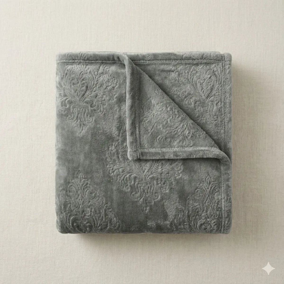 Premium Grey Dyed Embossed AC Fleece Blanket