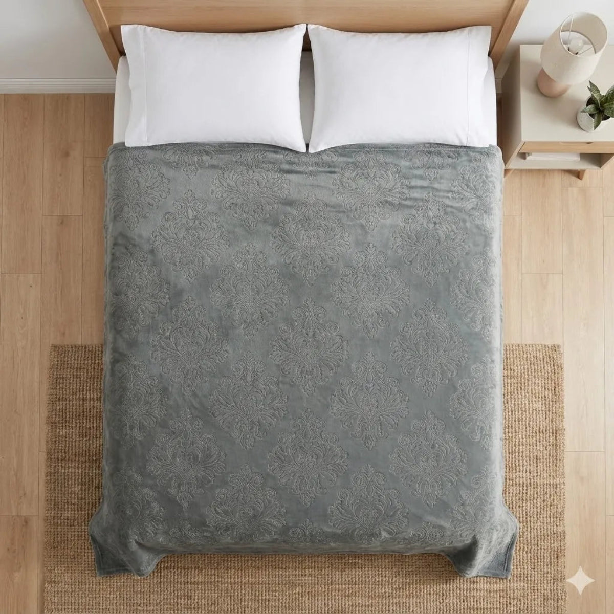 Premium Grey Dyed Embossed AC Fleece Blanket