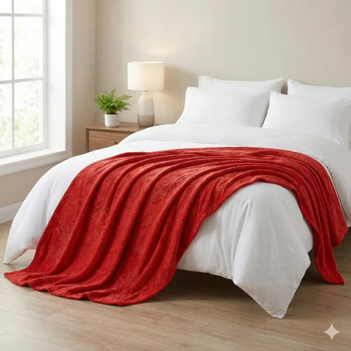 Premium Red Dyed Embossed AC Fleece Blanket