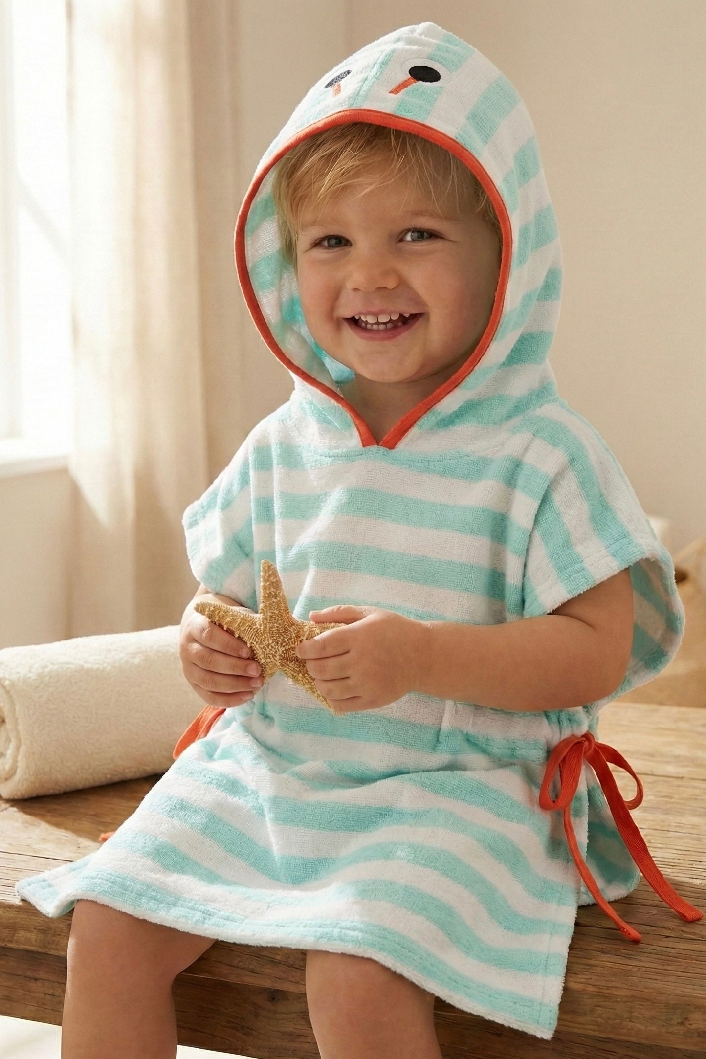 Stripes Premium Cotton Kids Poncho – Quick-Dry & Super Absorbent