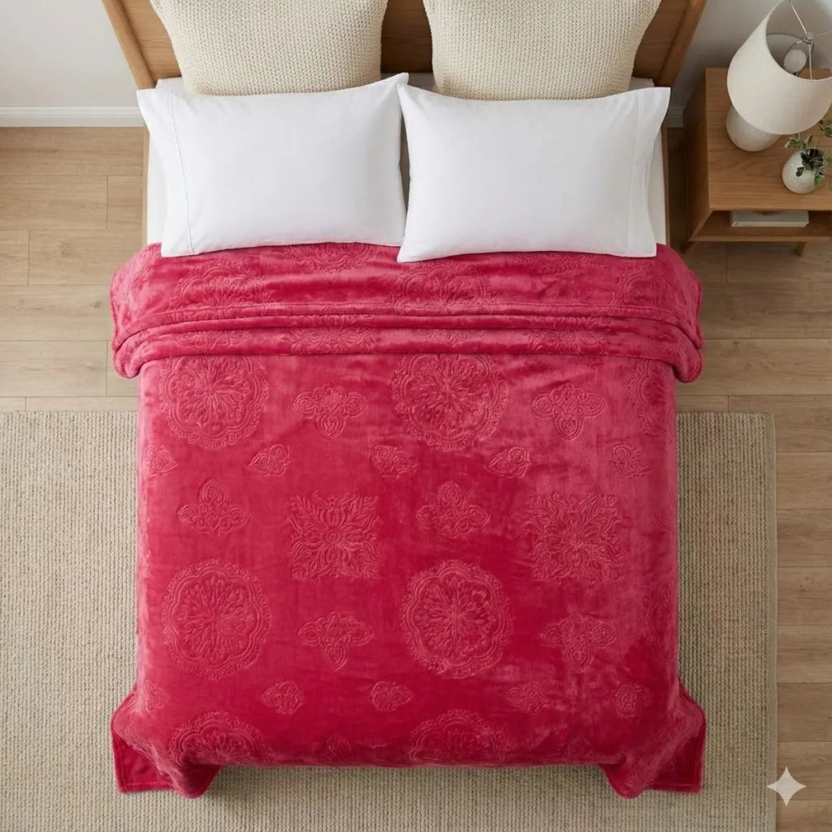 Premium Pink Dyed Embossed AC Fleece Blanket