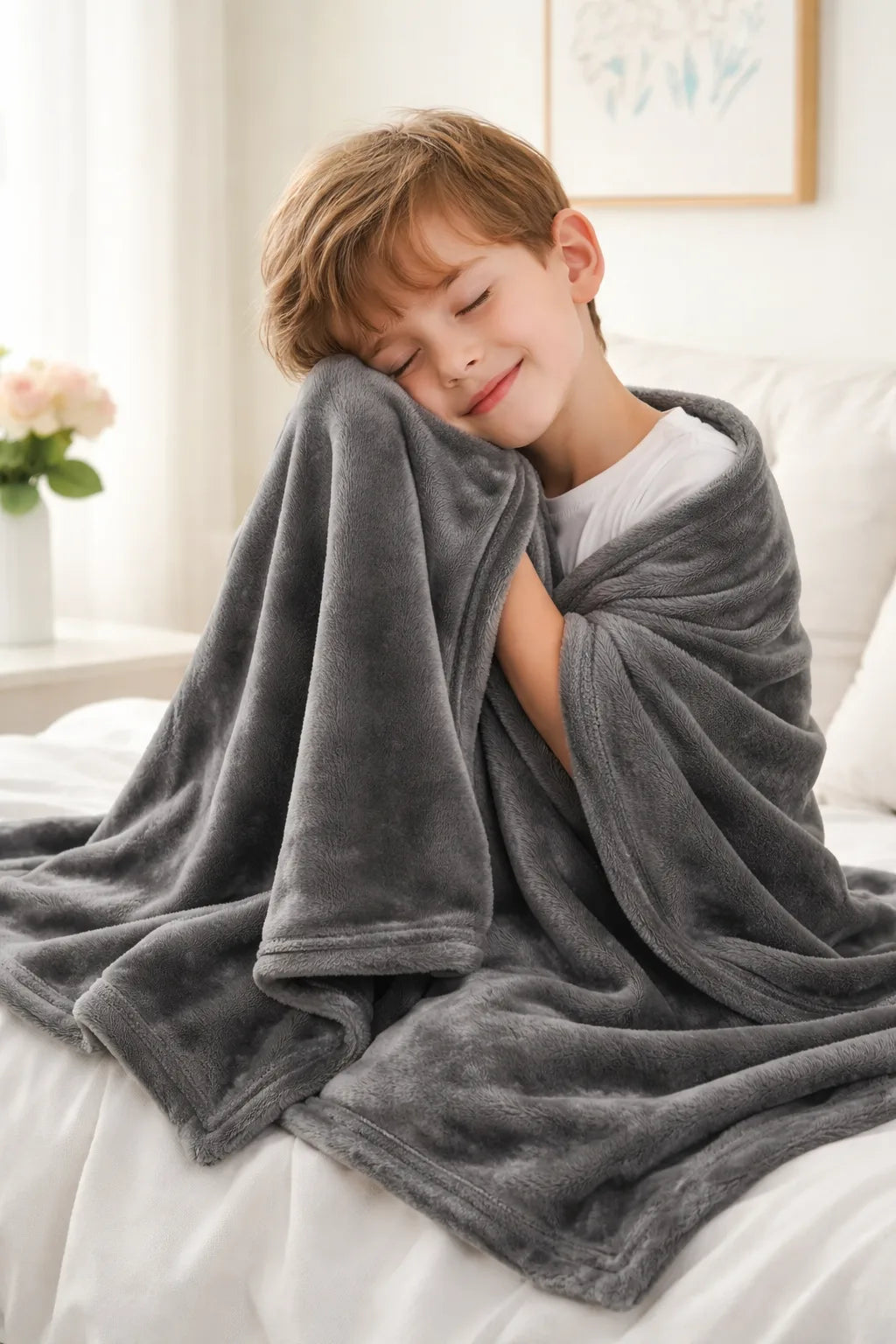 Premium Kids Plush Blanket Gray – 30 x 40 Inches