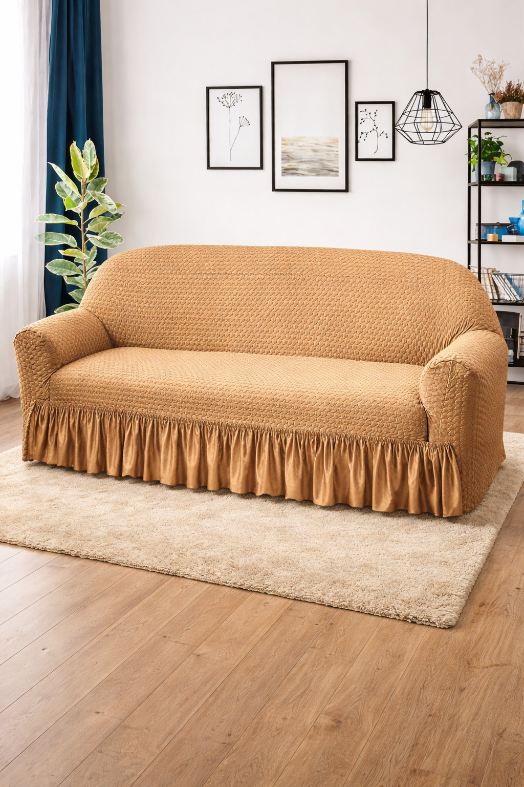 Frill Butterfly Sofa Cover – Soft Stretch (Golden Skin Color)