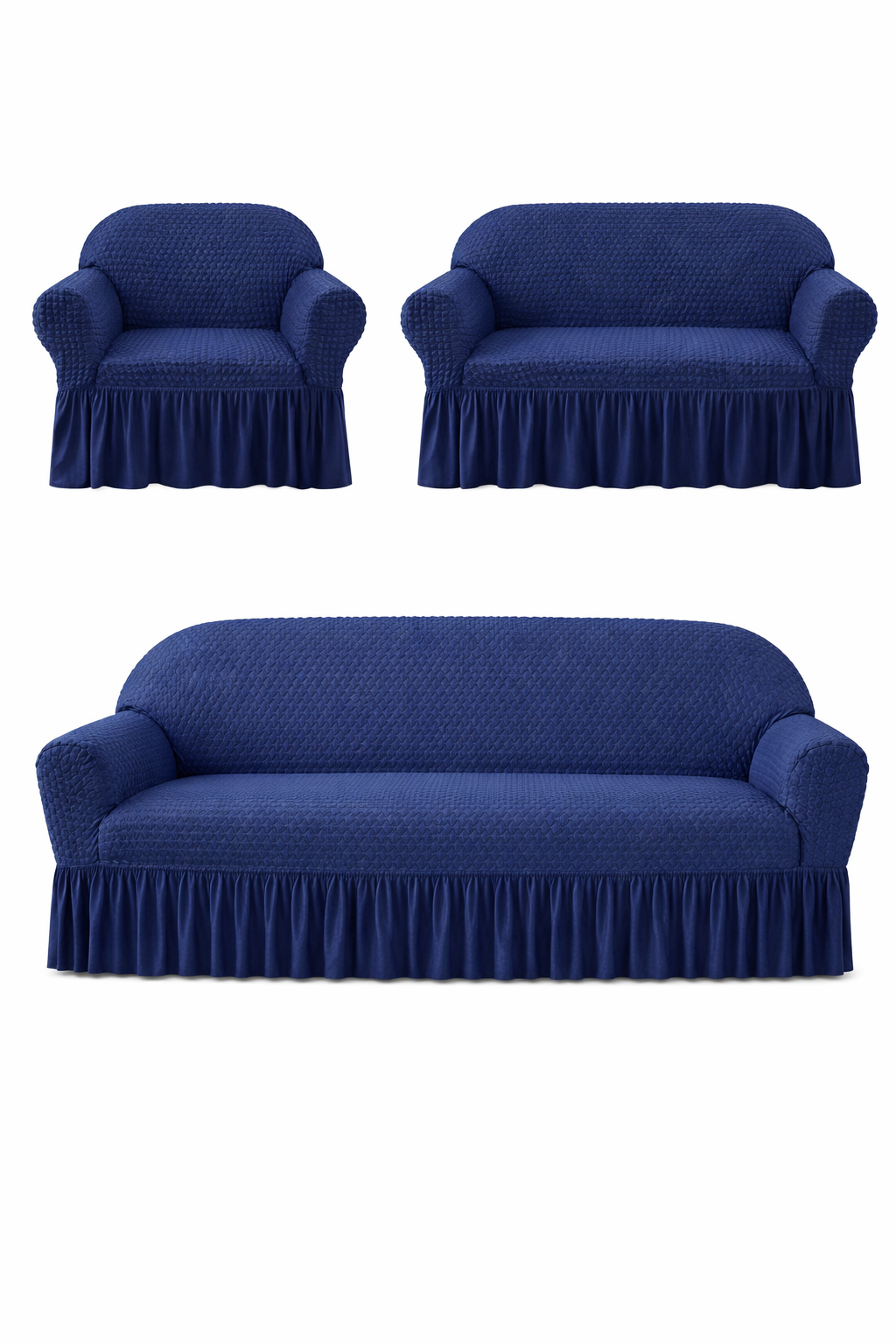 Frill Butterfly Sofa Cover – Soft Stretch (Navy Blue Color)