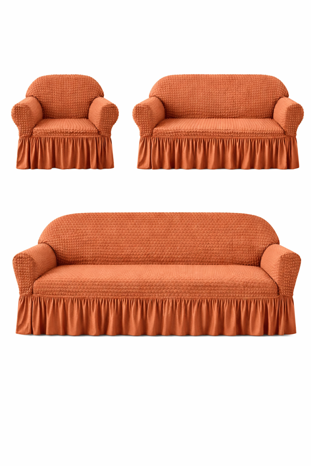 Frill Butterfly Sofa Cover – Soft Stretch (Copper or Brown Color)