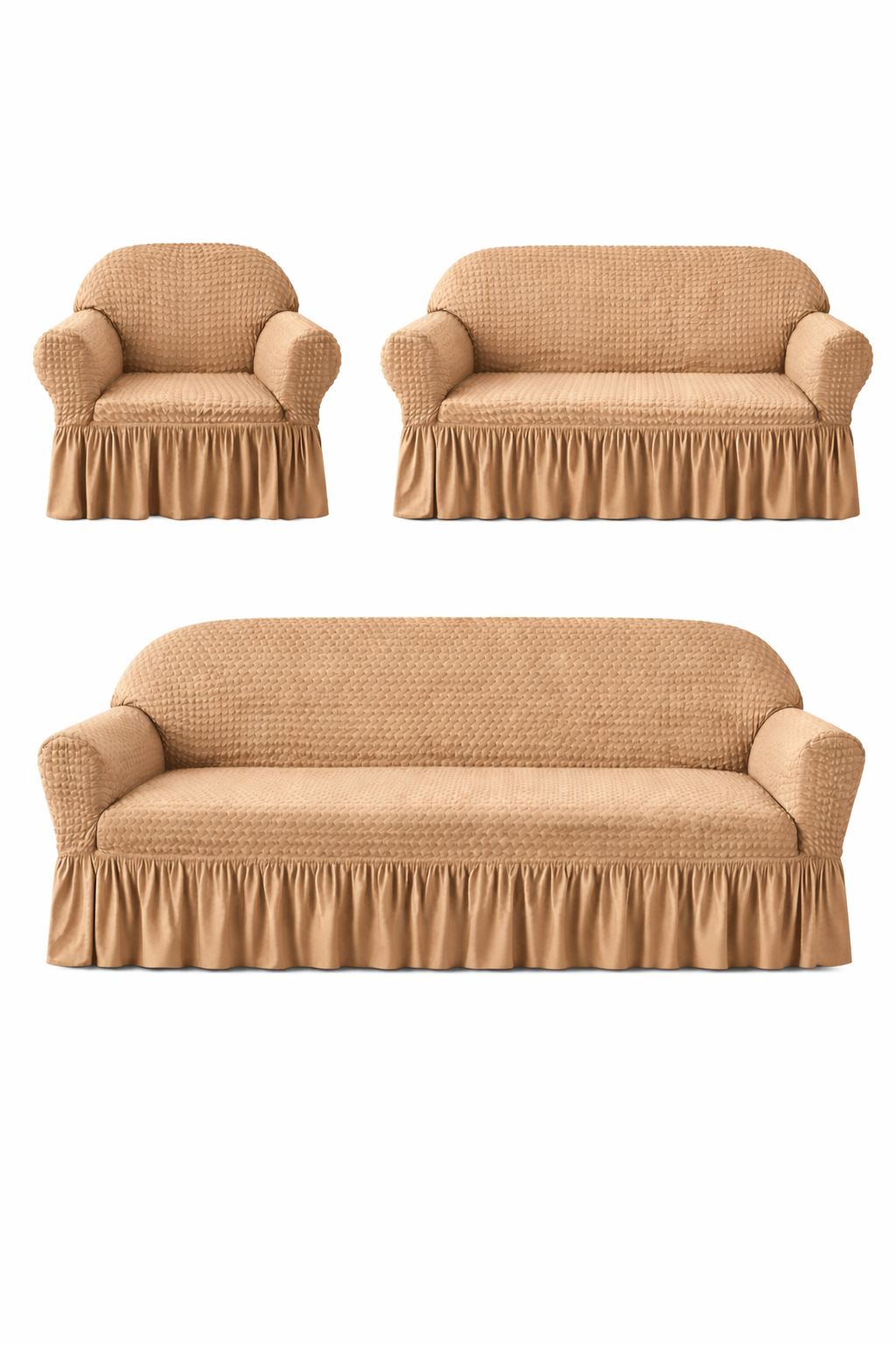 Frill Butterfly Sofa Cover – Soft Stretch (Golden Skin Color)