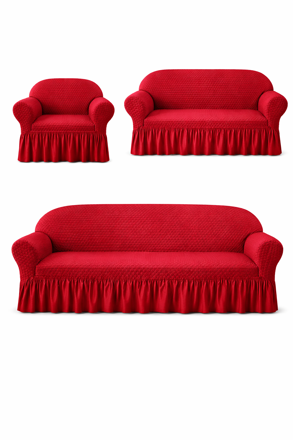 Frill Butterfly Sofa Cover – Soft Stretch (Maroon Color)