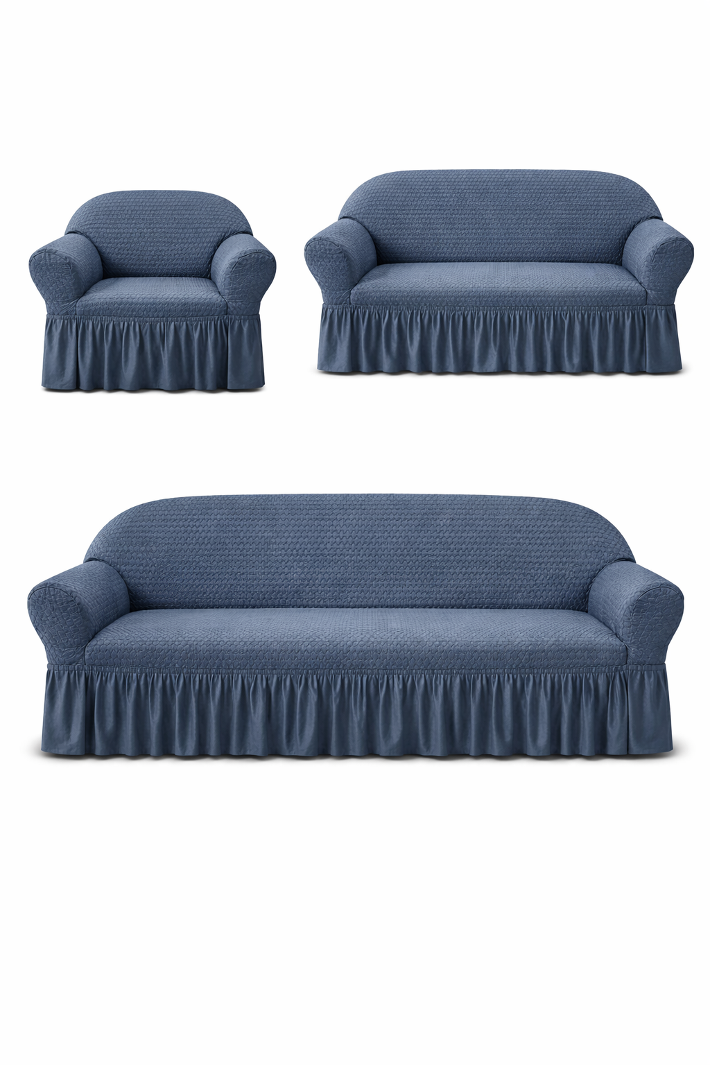 Frill Butterfly Sofa Cover – Soft Stretch (Turkish Blue Color)