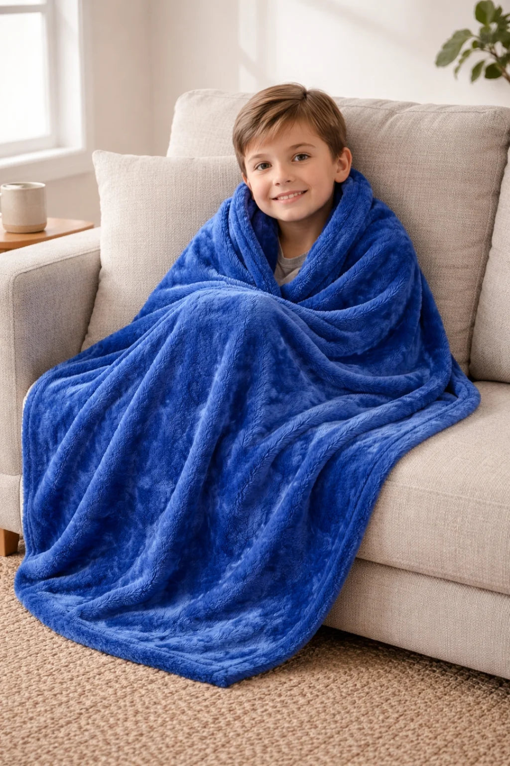 Luxury Embossed Royal Blue Blanket for Kids – Warm, Soft & Breathable | 30x40 Inches