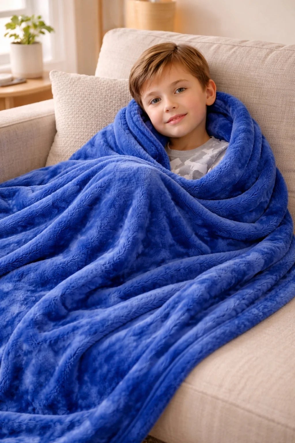 Luxury Embossed Royal Blue Blanket for Kids – Warm, Soft & Breathable | 30x40 Inches