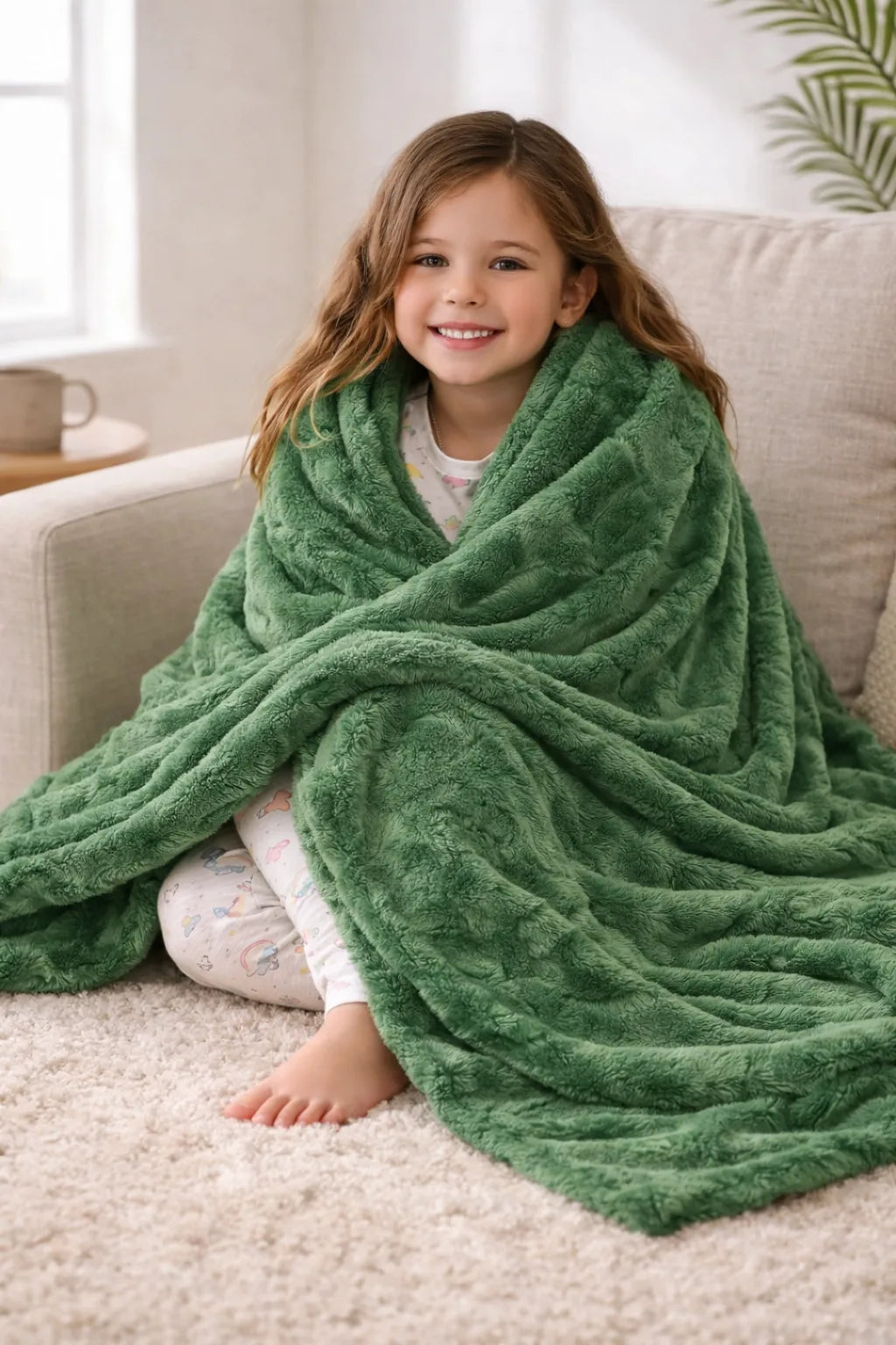 Luxury Embossed Forest Green Blanket for Kids – Warm, Soft & Breathable | 30x40 Inches