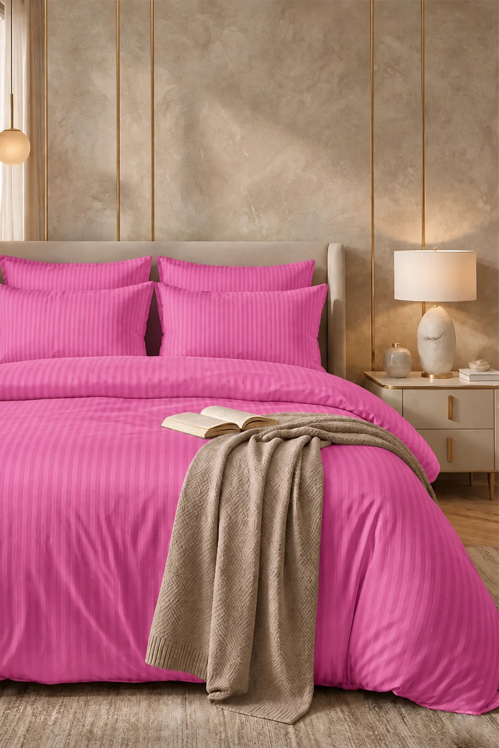 Pink Quilt Cover Set (6PCS - King Size)