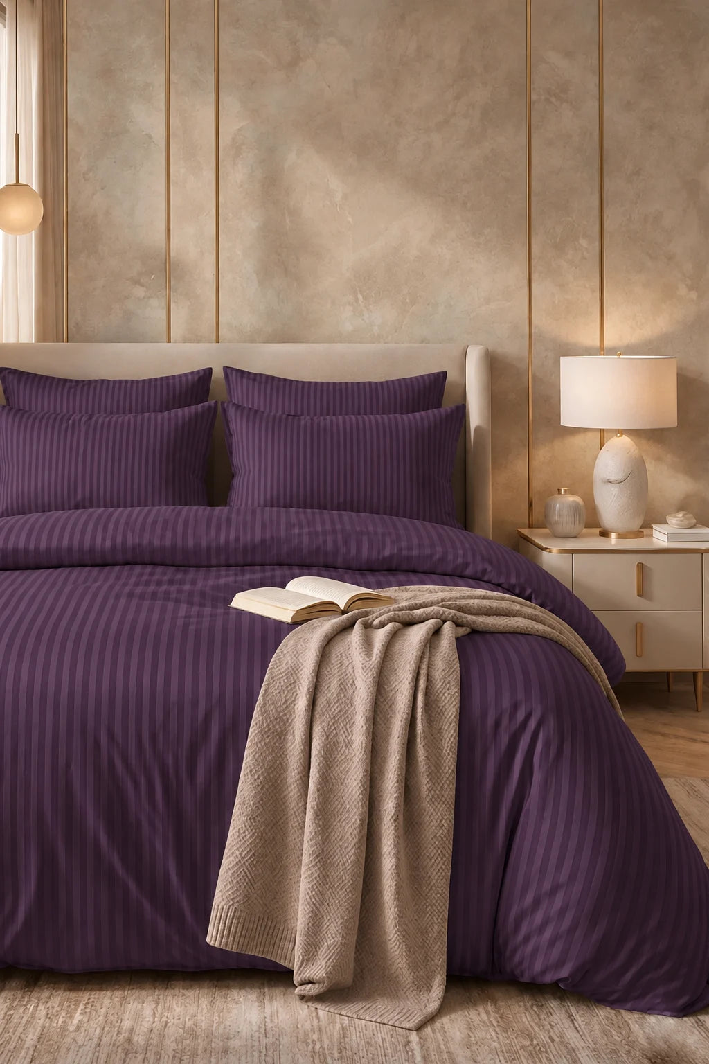 Deep Purple Quilt Cover Set (6PCS - King Size)