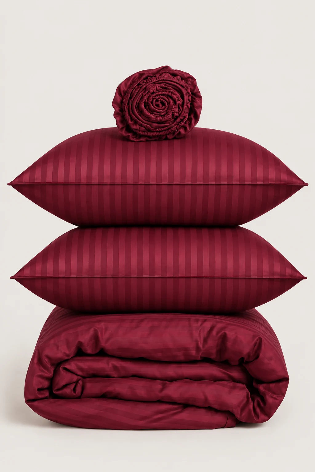 Wine Red Quilt Cover Set (6PCS - King Size)