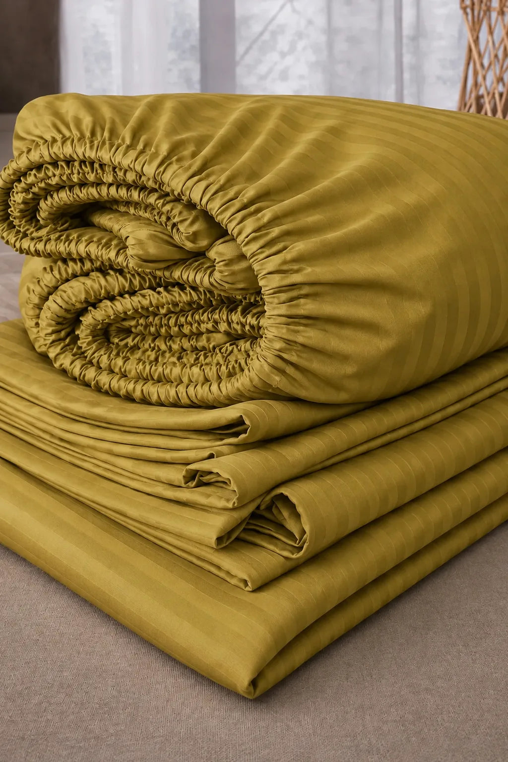 Olive Green Quilt Cover Set (6PCS - King Size)