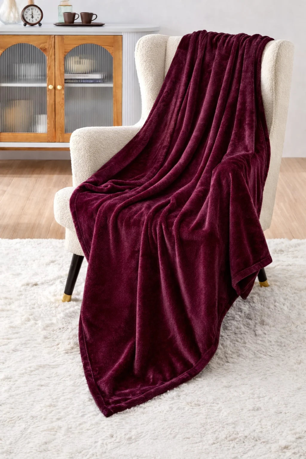 Maroon Fleece Throw Blanket