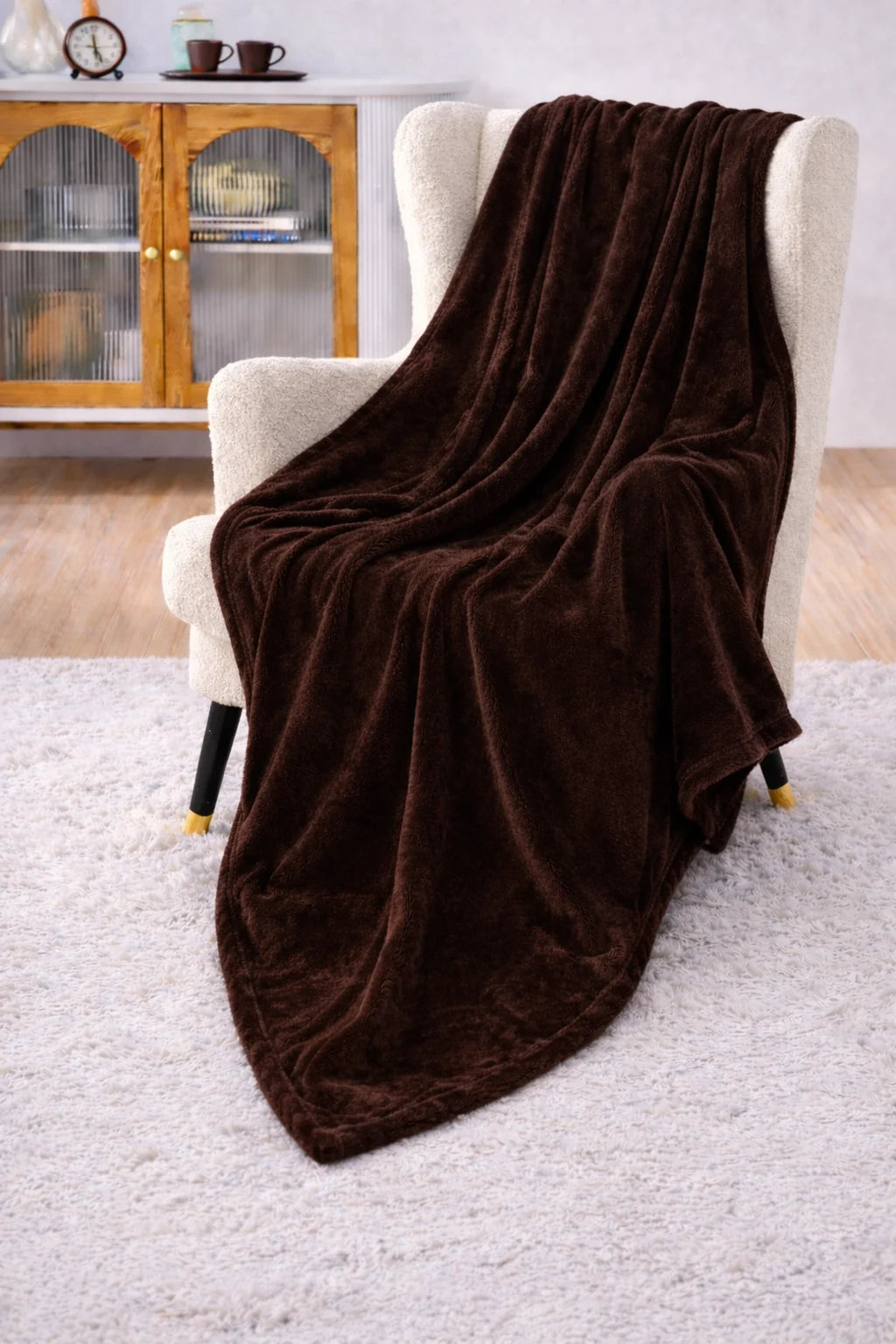 Dark Brown Fleece Throw Blanket