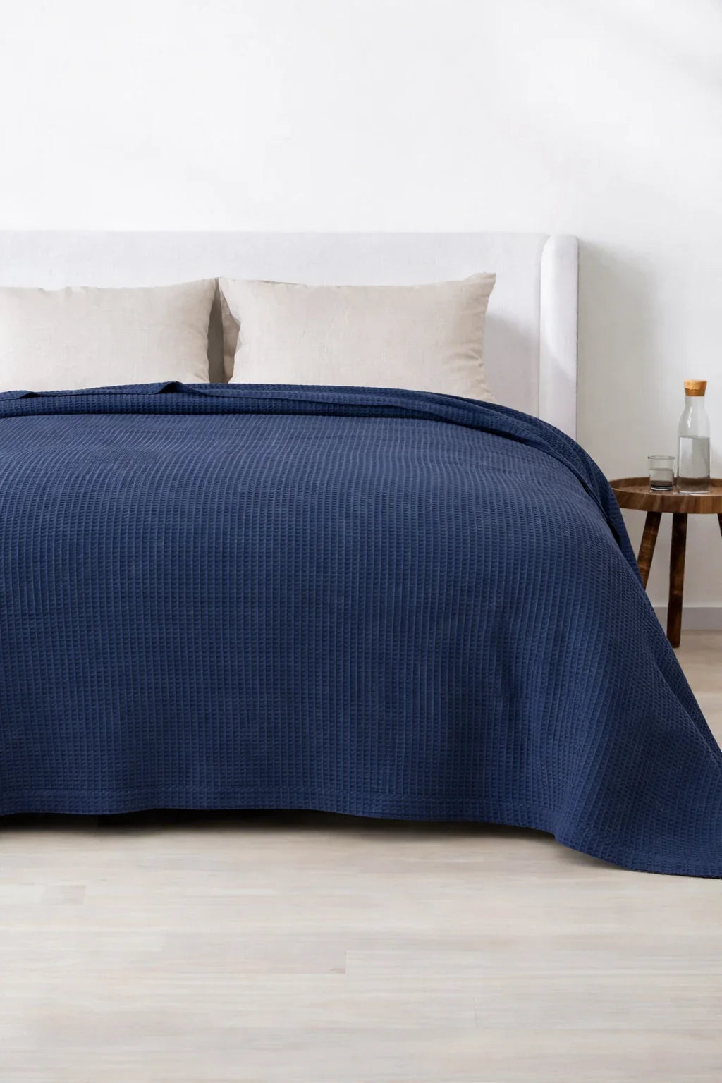 Navy Blue Waffle Blanket – Soft, Breathable, Organic Comfort