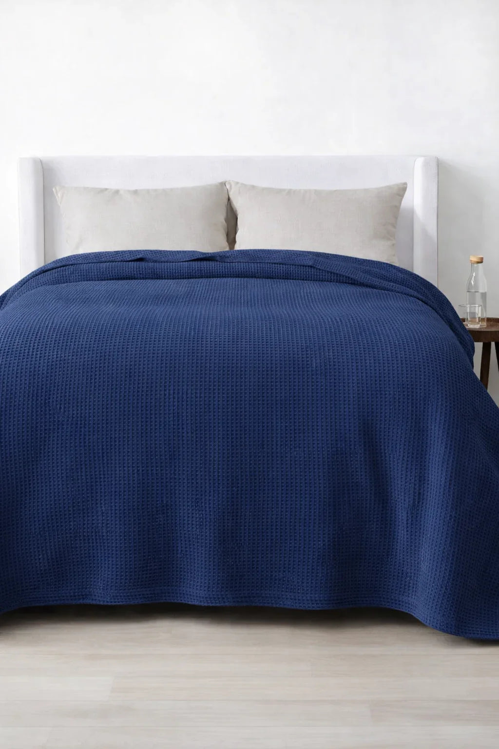 Navy Blue Waffle Blanket – Soft, Breathable, Organic Comfort