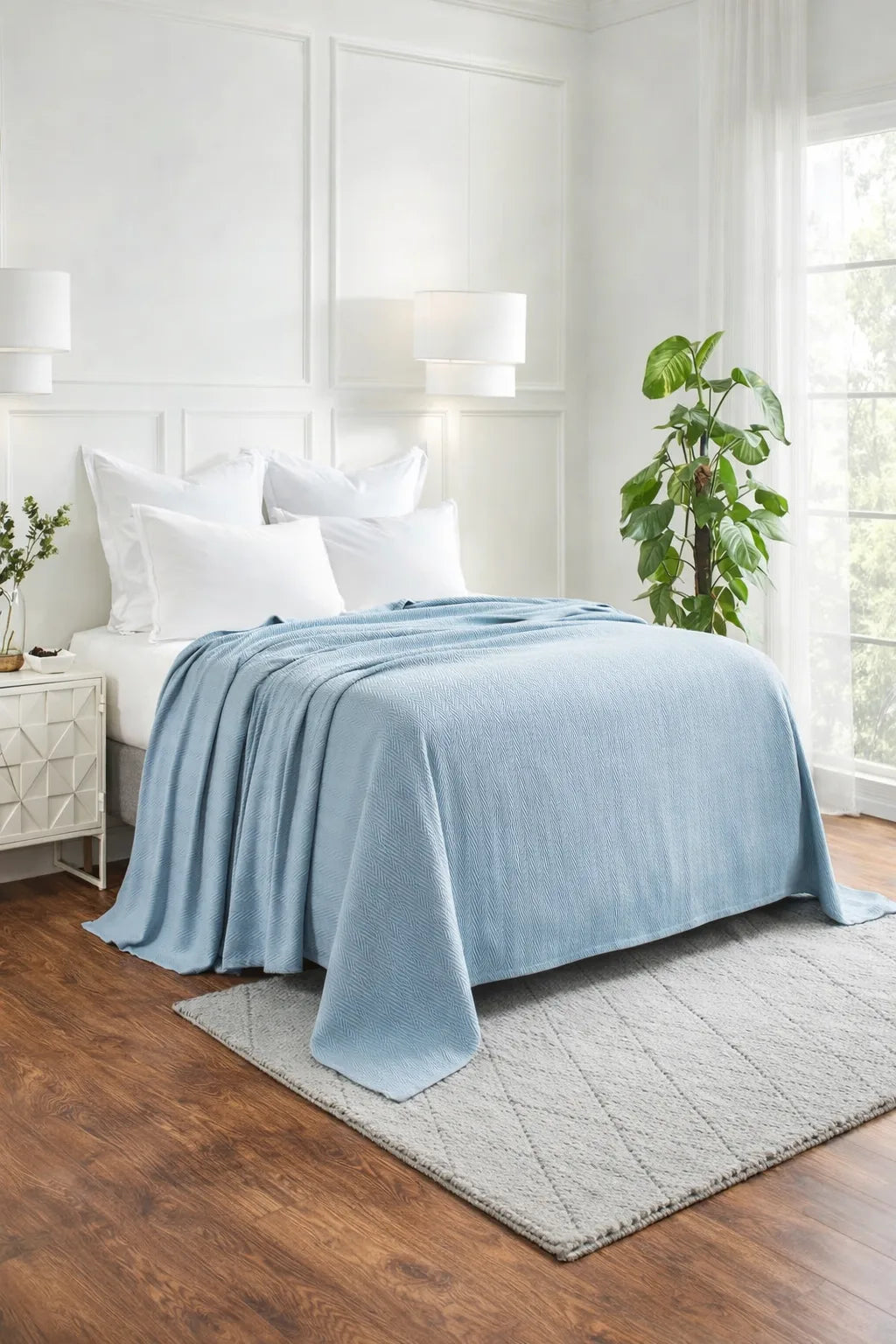 Zig-Zag Chevron Cotton Thermal Blanket – All-Season Cozy Throw