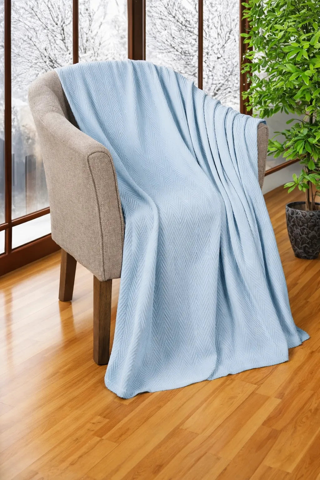 Zig-Zag Chevron Cotton Thermal Blanket – All-Season Cozy Throw
