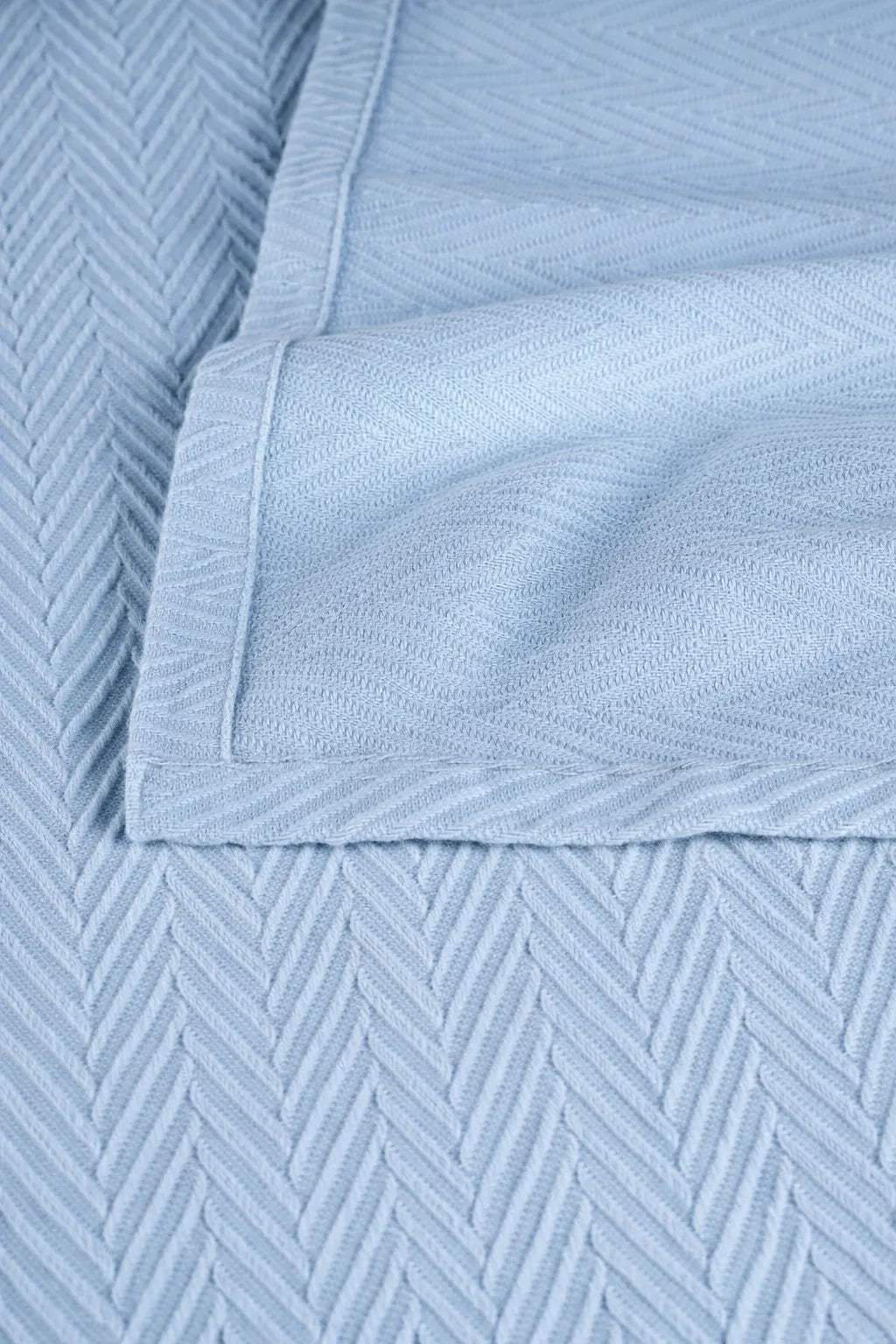 Sky Blue Thermal Cotton Blanket - Zig-Zag Chevron Texture